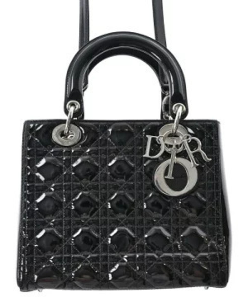 Christian Dior black patent leather Cannage quilted Lady Dior Bag